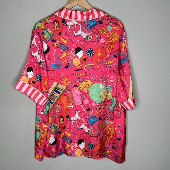 Karen Mabon Bedroom Floor Short Satin Pajama Set in Pink Women's 3XL (16-18) NWT - Picture 6 of 9